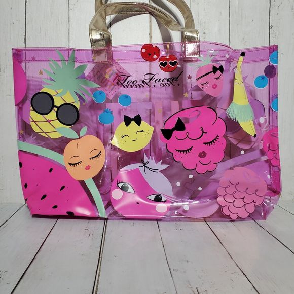 Too Faced Tutti Frutti Collection Tote Bag Limited Edition Clear Vinyl Tote Bag - Picture 7 of 15